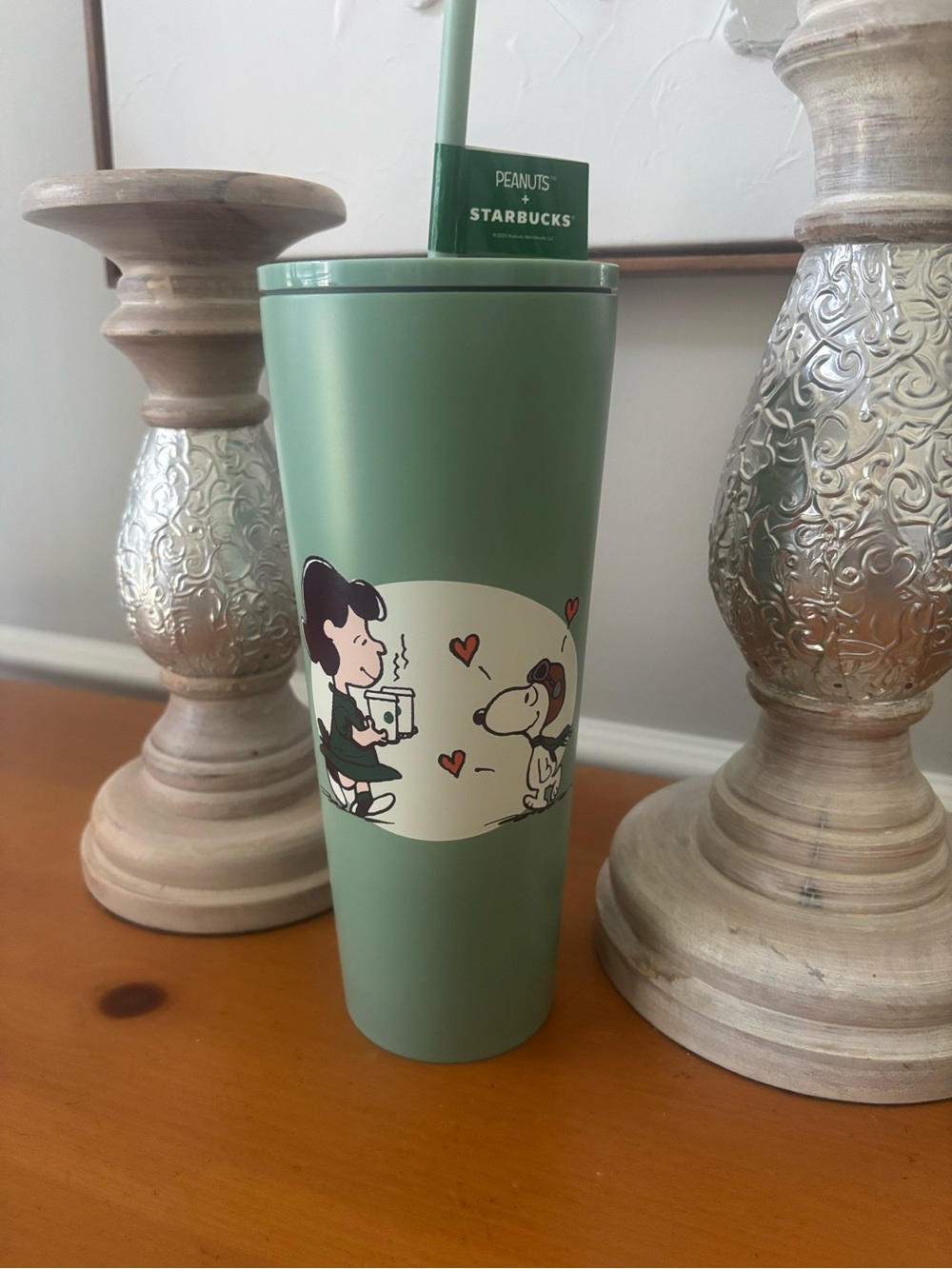 Starbucks Peanuts Sage Green Tumbler with Snoopy Graphic - Picture 2 of 2